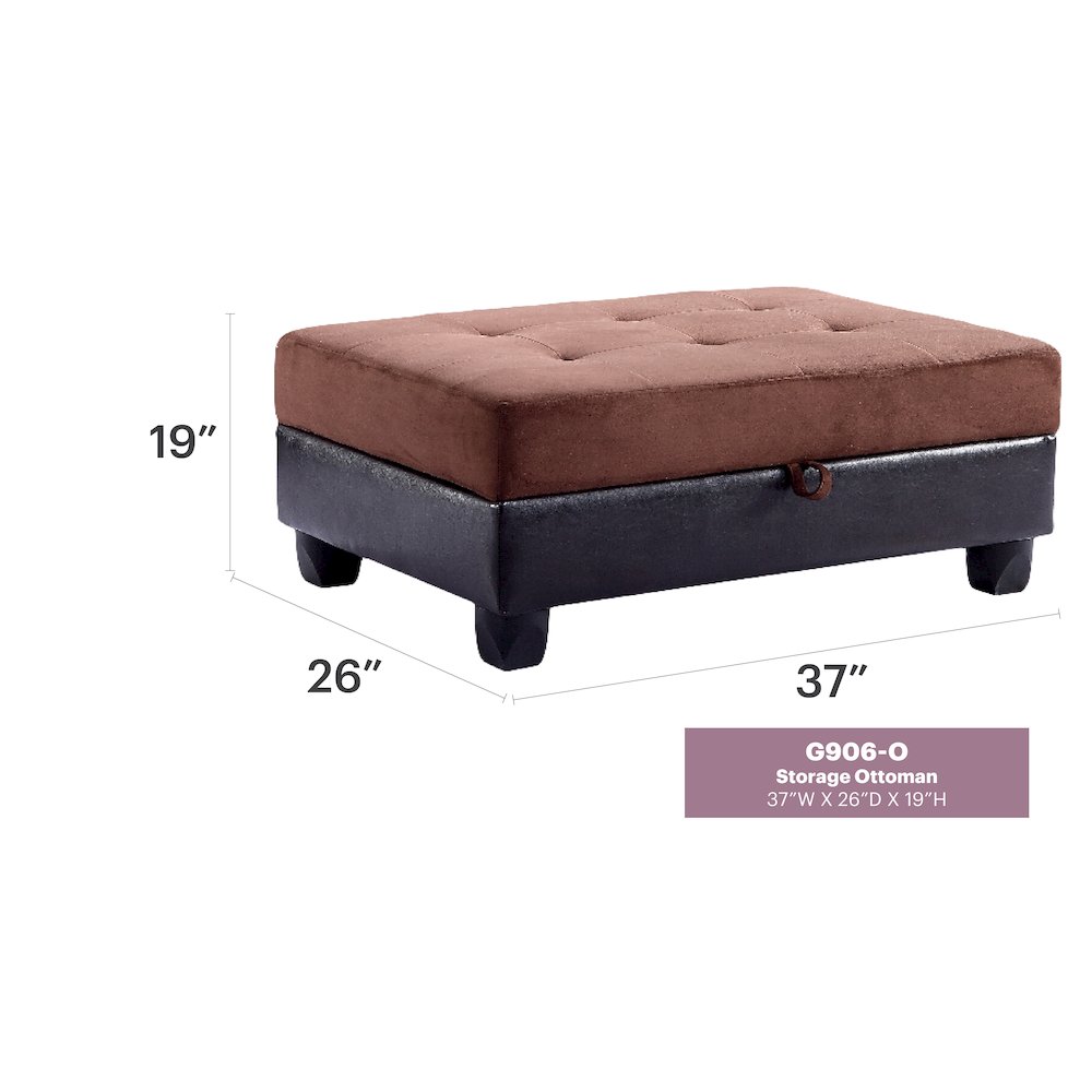 Glory Furniture Gallant Ottoman in Chocolate Color. Picture 7