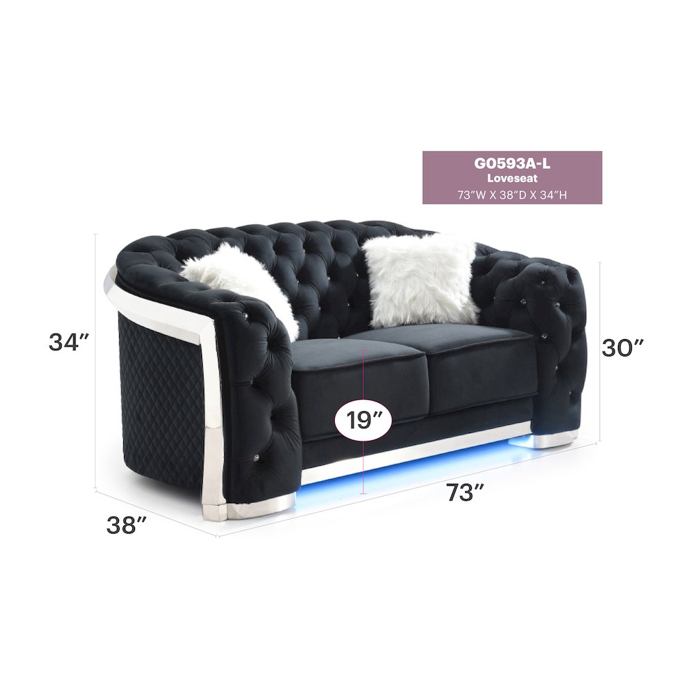 Glory Furniture Sapphire Loveseat in Black Color. Picture 10
