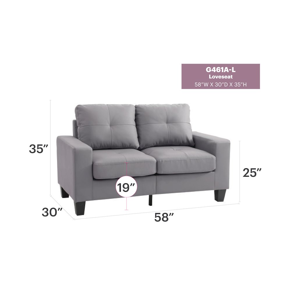 Glory Furniture Newbury Loveseat in Gray Color. Picture 7