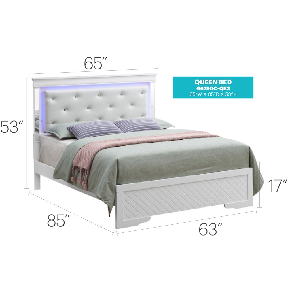 Glory Furniture Verona Queen Bed in White Color. Picture 7