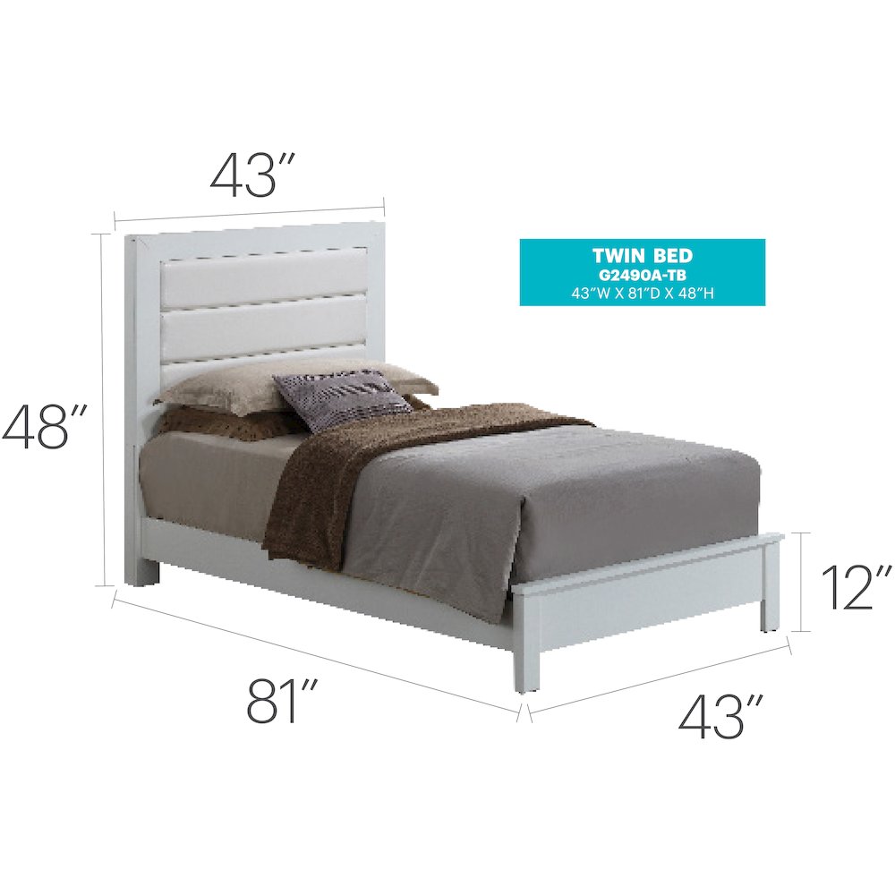 Glory Furniture Burlington   Twin Bed, White. Picture 7