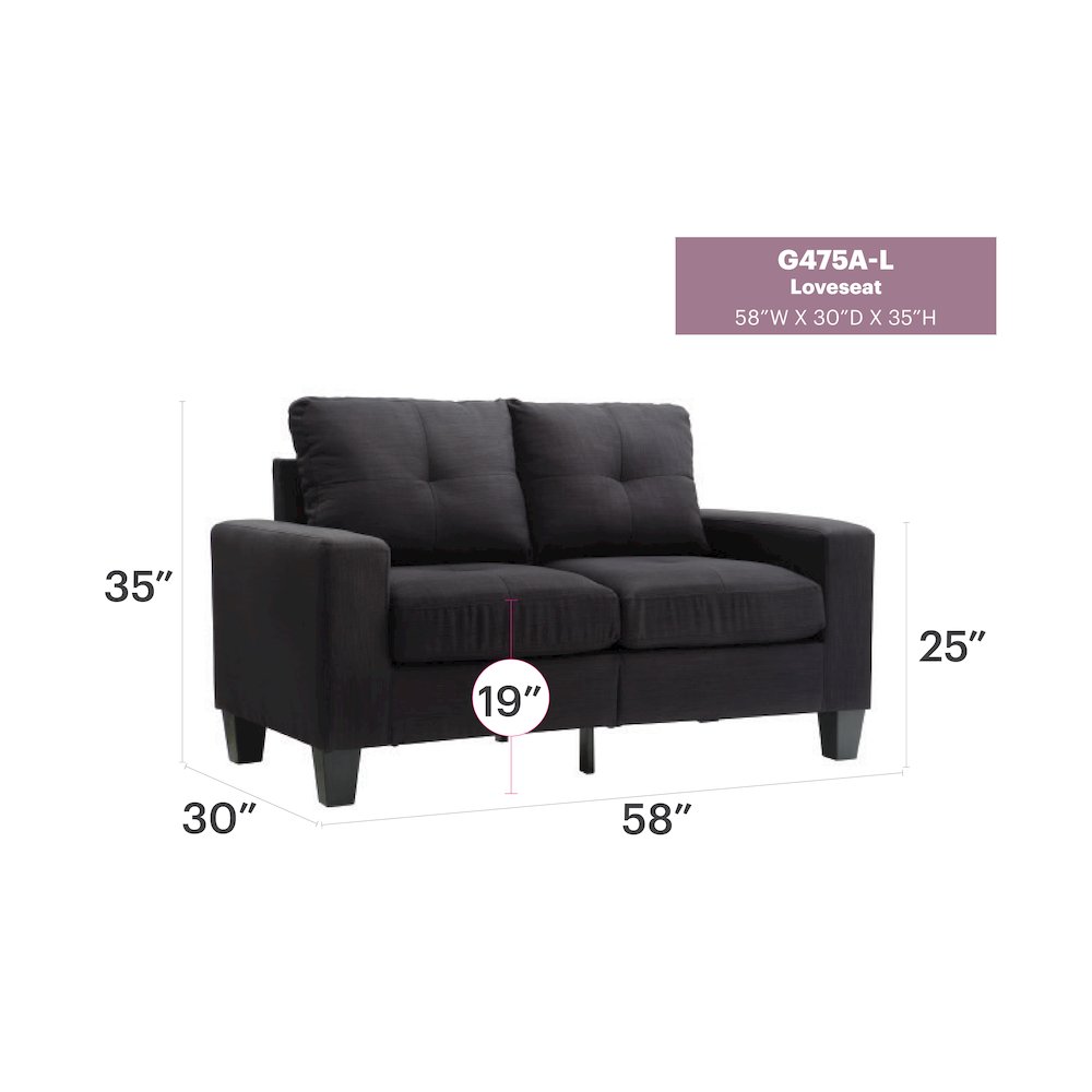 Glory Furniture Newbury Loveseat in Black Color. Picture 7