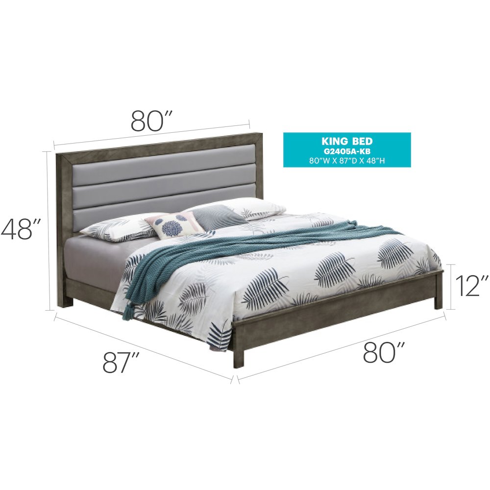 Glory Furniture Burlington King Bed in Gray Color. Picture 17