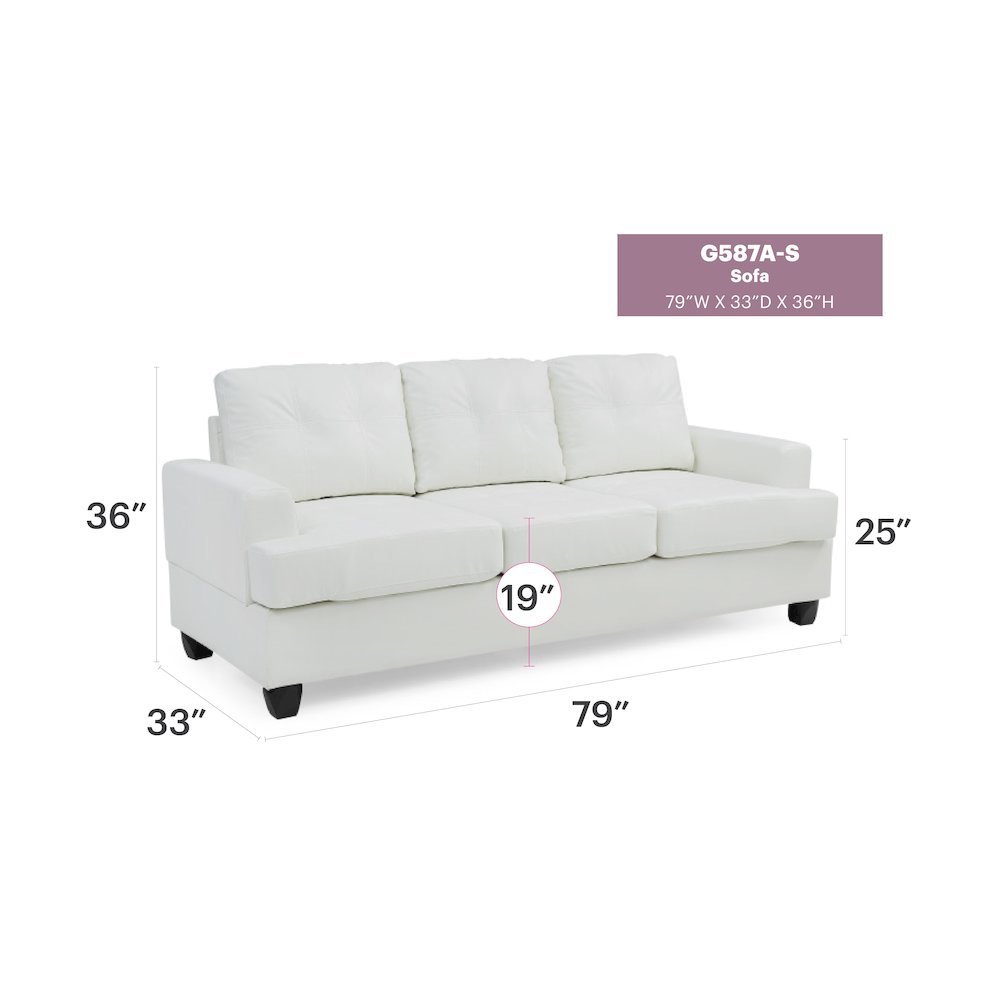 Glory Furniture Sandridge Sofa in White Color. Picture 6