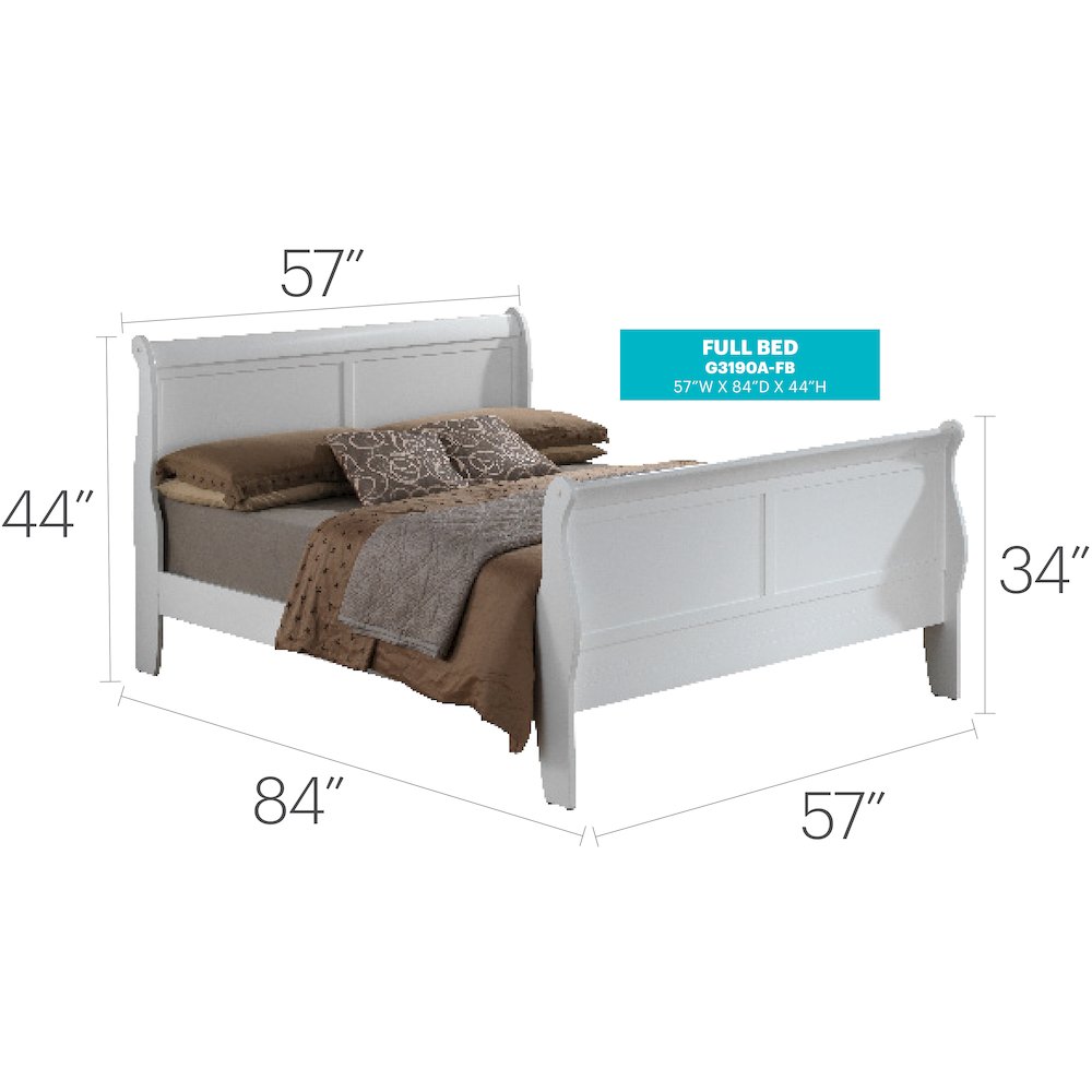 Glory Furniture Louis Phillipe Full Bed in White Color. Picture 4