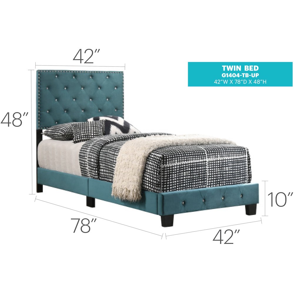 Glory Furniture Suffolk Twin Bed in Green Color. Picture 7