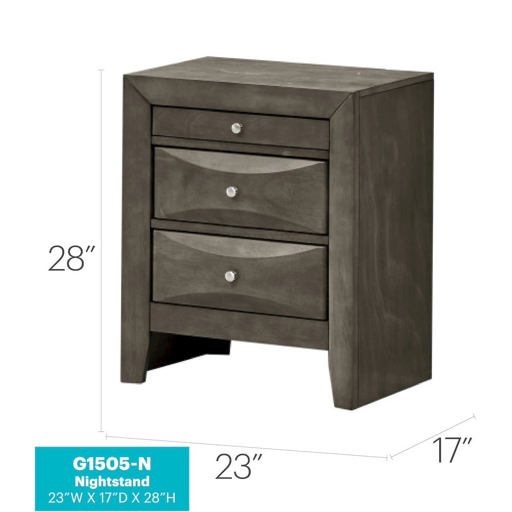 Glory Furniture Marilla Nightstand in Gray Color. Picture 8