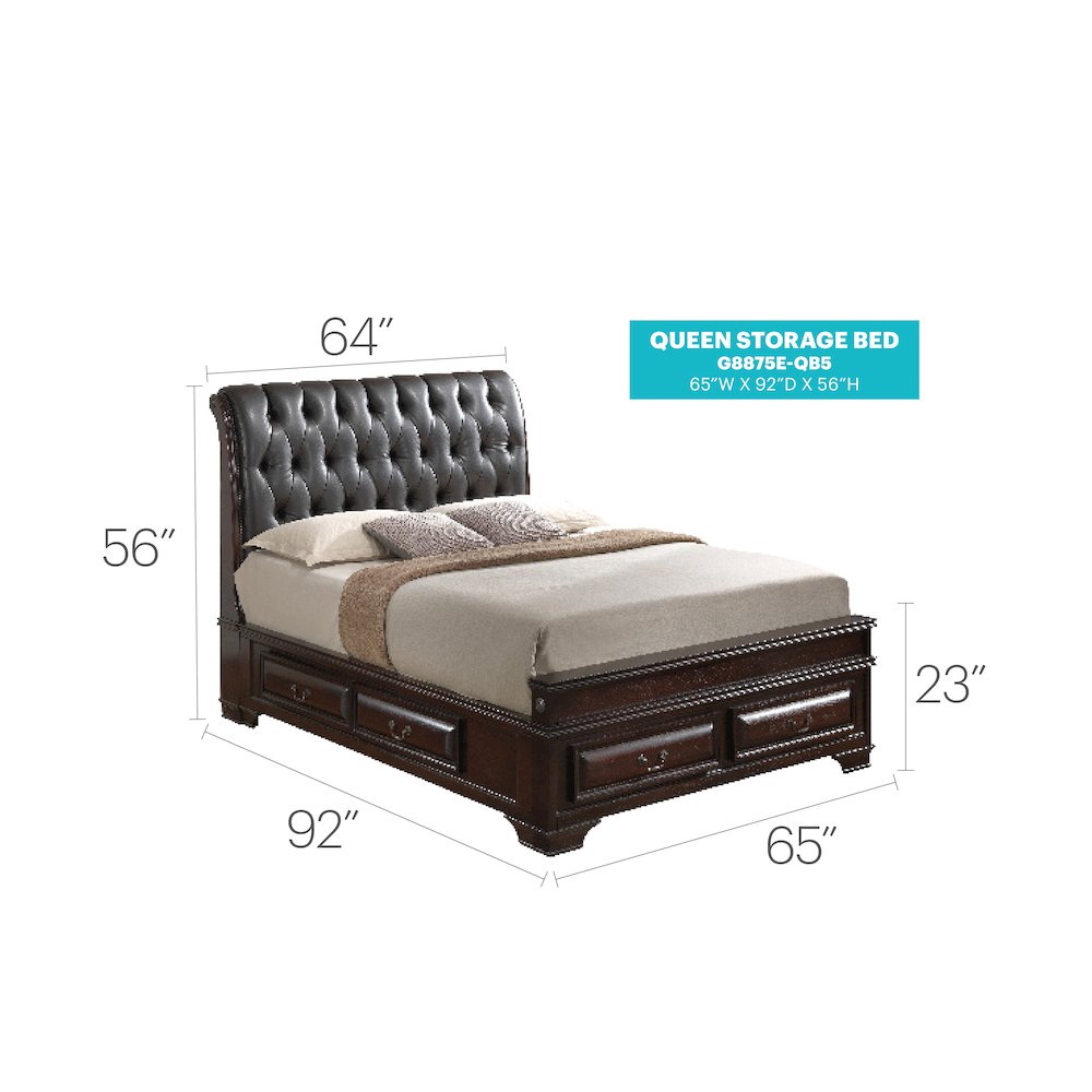 Glory Furniture LaVita Queen Storage Bed in Cappuccino Color. Picture 8