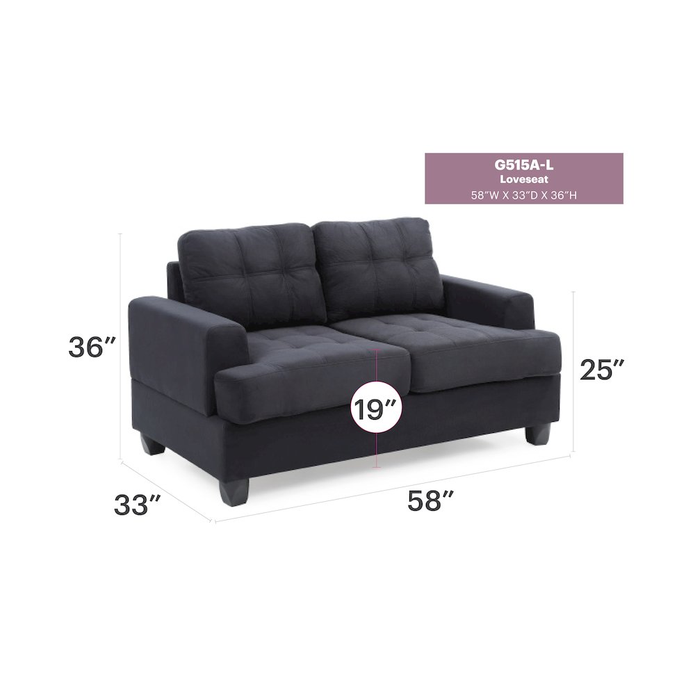 Glory Furniture Sandridge Loveseat in Black Color. Picture 6