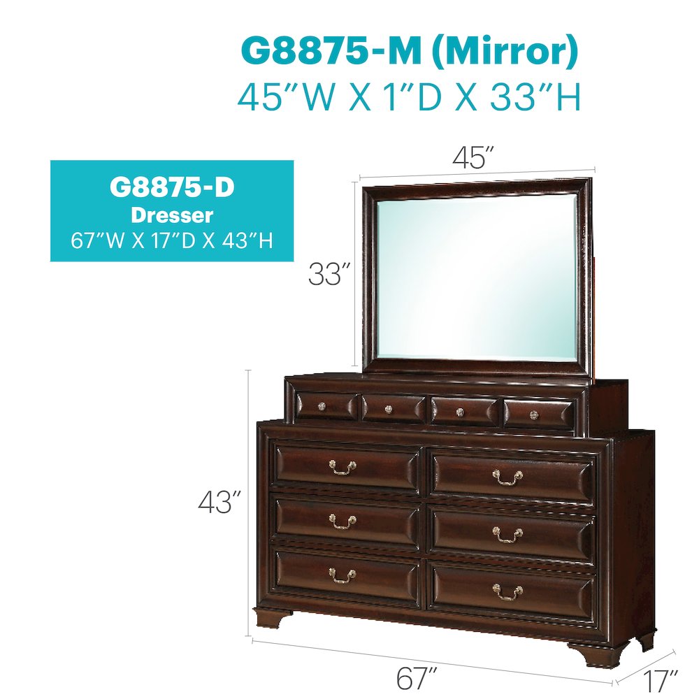 Glory Furniture LaVita Dresser in Cappuccino Color. Picture 8