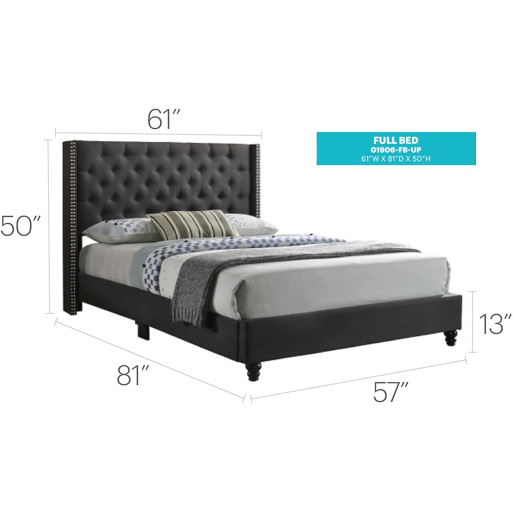 Glory Furniture Julie Full Bed in Black Color. Picture 17