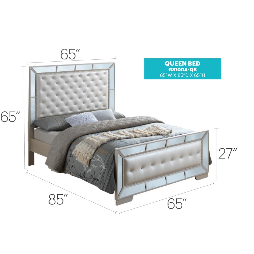 Glory Furniture Hollywood Hills Full Bed in Pearl Color. Picture 1