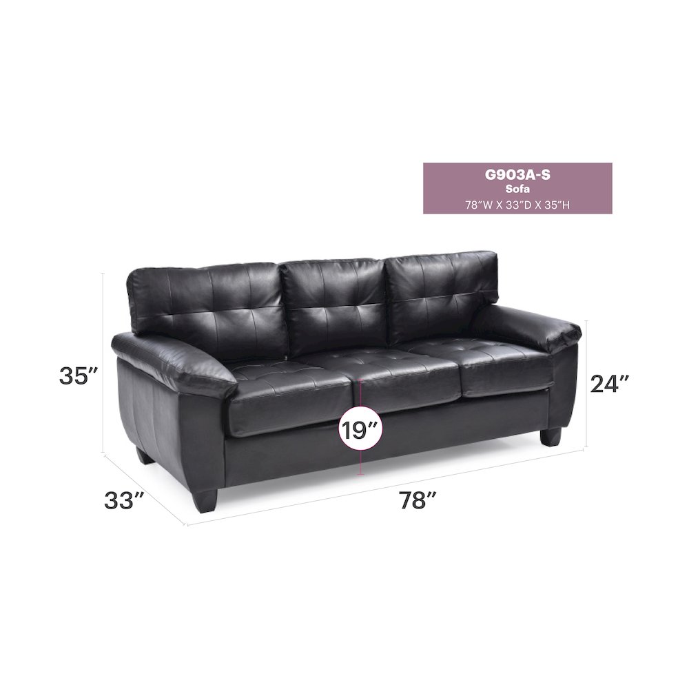 Glory Furniture Gallant Sofa in Black Color. Picture 6