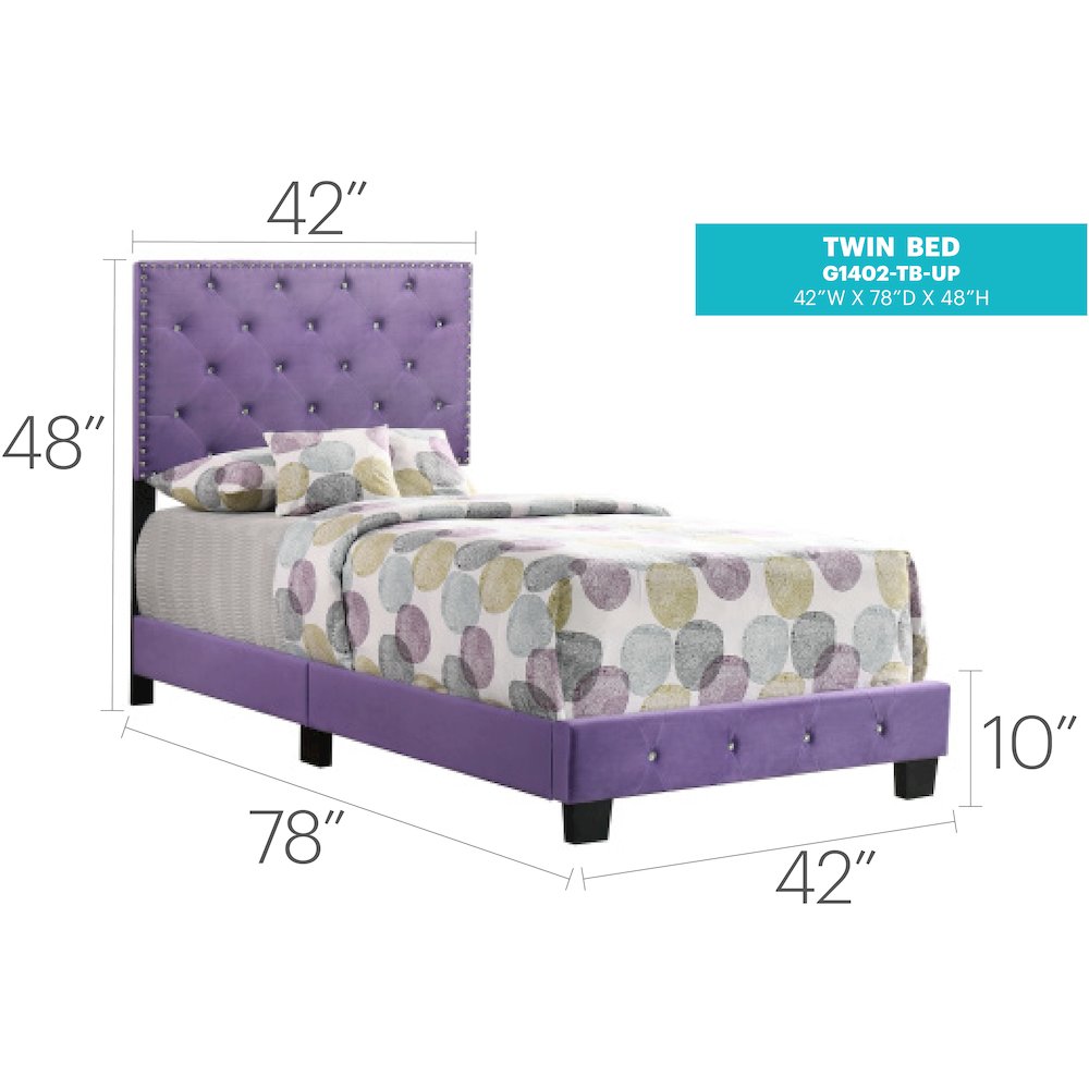 Glory Furniture Suffolk Twin Bed in Purple Color. Picture 7
