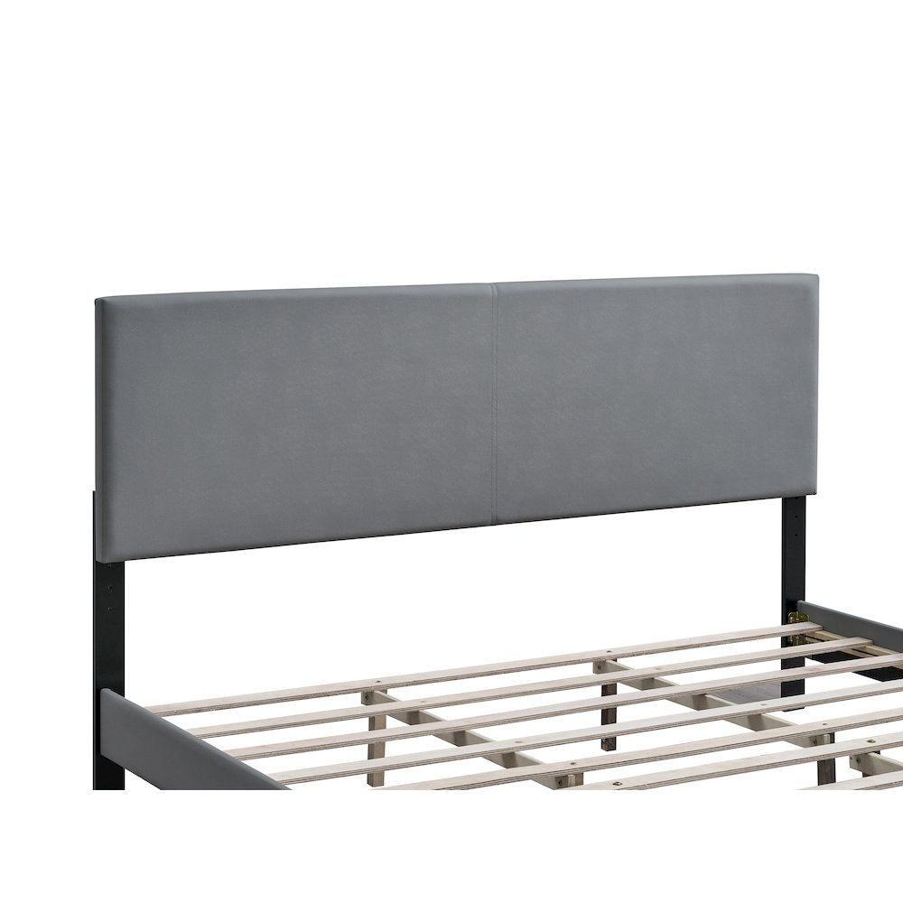 Baron King Size Platform Bed, Light Grey. Picture 4