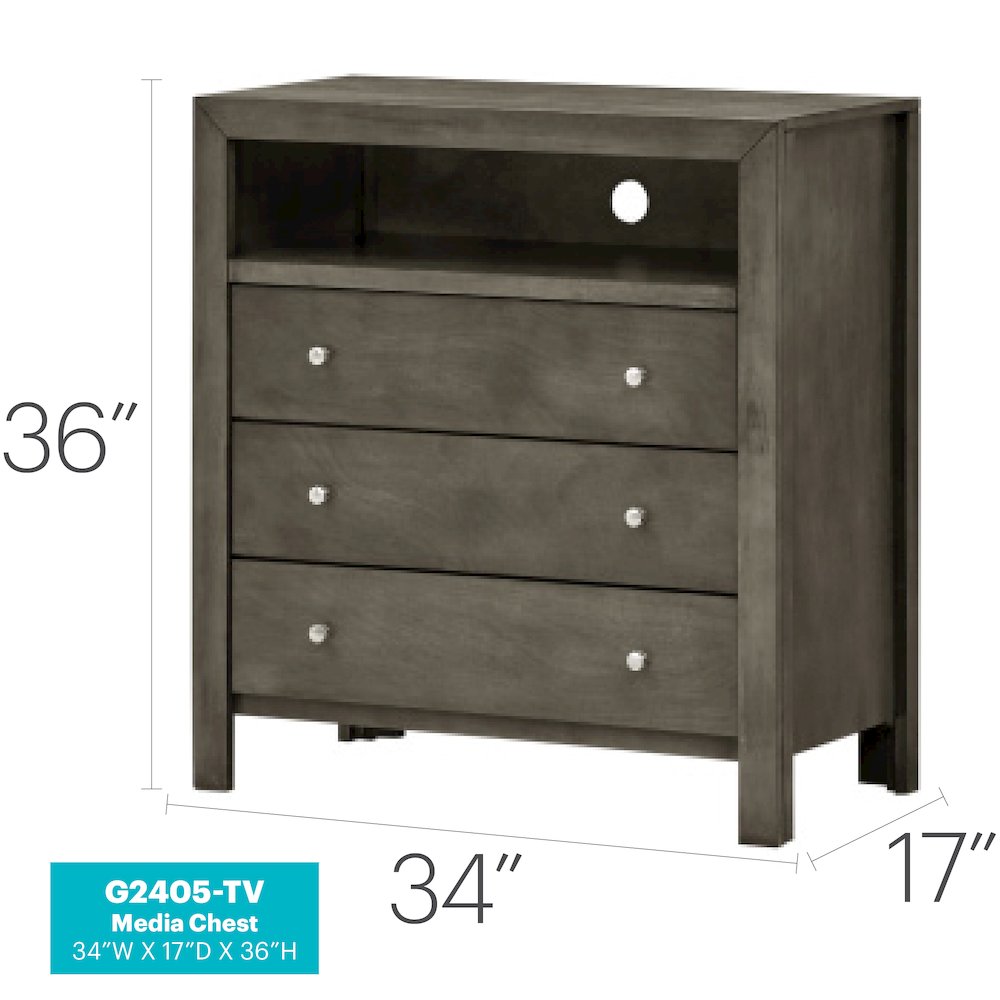 Glory Furniture Burlington Media Chest in Gray Color. Picture 8