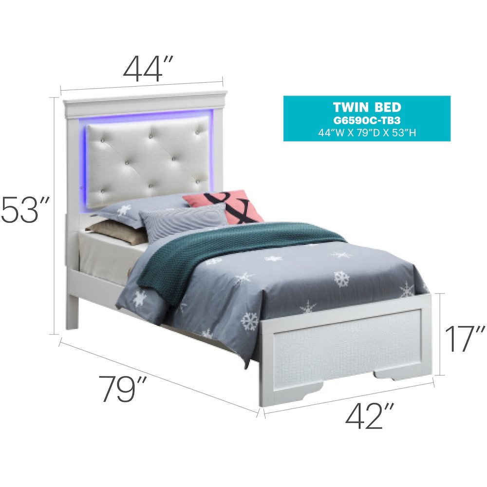 Glory Furniture Lorana Twin Bed in White Color. Picture 7