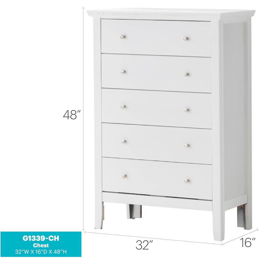 Glory Furniture Primo Chest in White Color. Picture 6