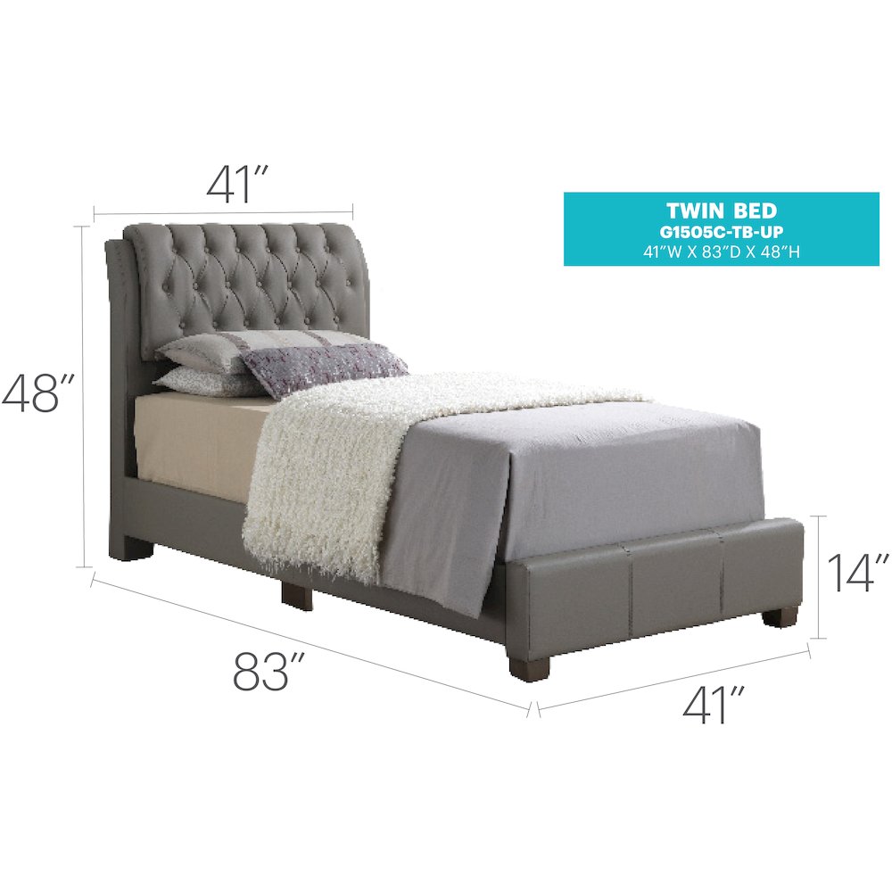 Glory Furniture Marilla   Twin Bed, Gray. Picture 8