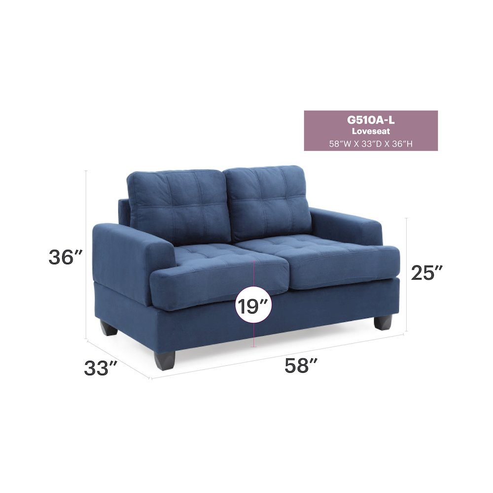 Glory Furniture Sandridge Loveseat in Navy Blue Color. Picture 9