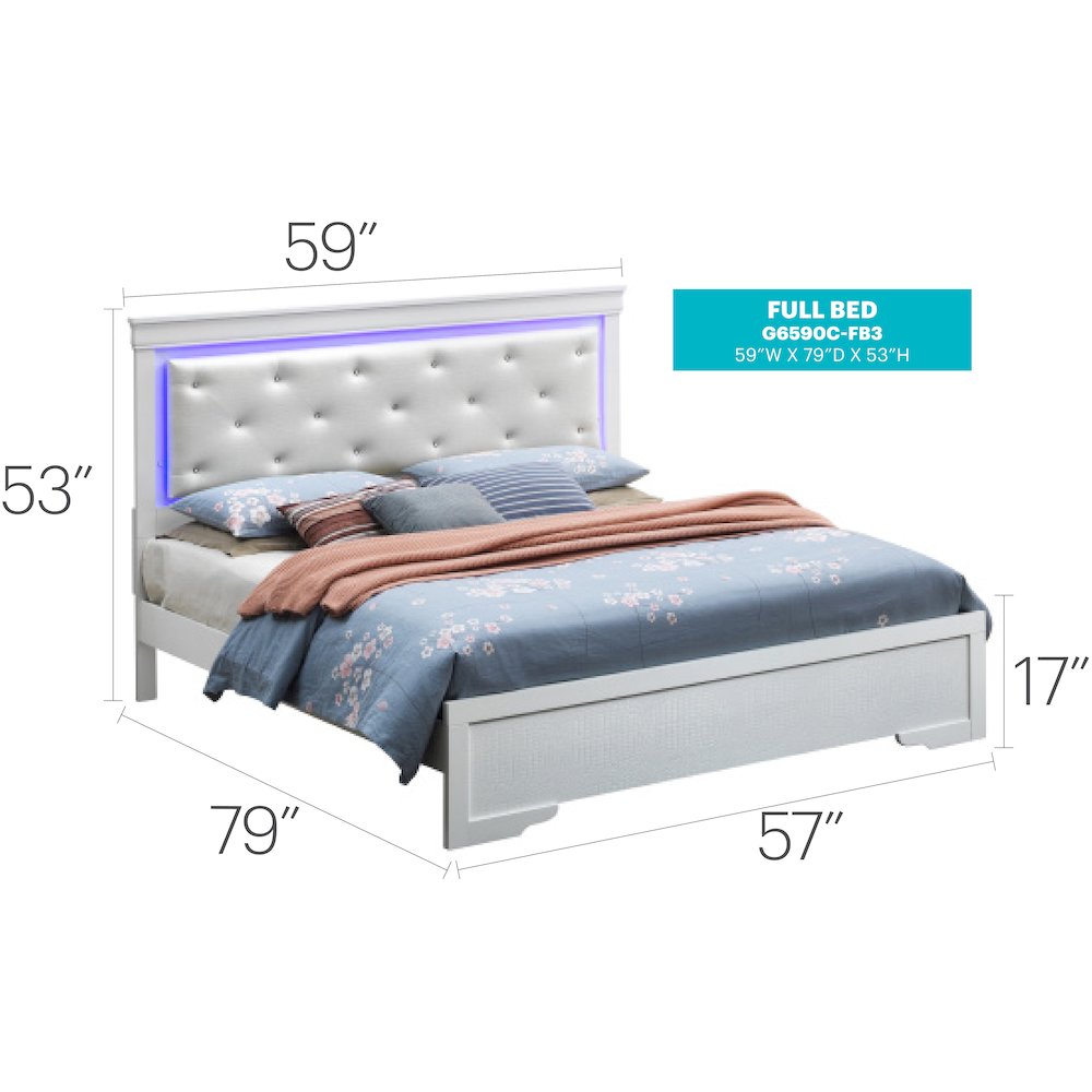 Glory Furniture Lorana Full Bed in White Color. Picture 13