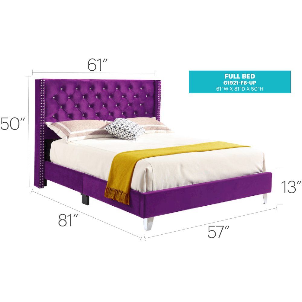 Glory Furniture Julie Full Bed in Purple Color. Picture 4