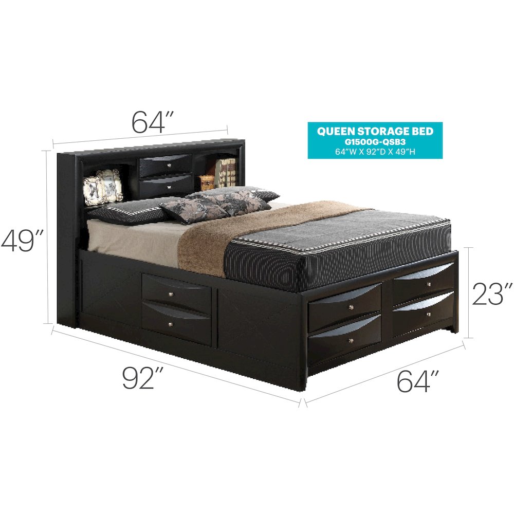Glory Furniture Marilla Queen Storage Bed in Black Color. Picture 7