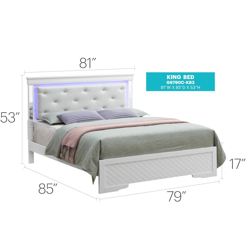 Glory Furniture Verona King Bed in White Color. Picture 4