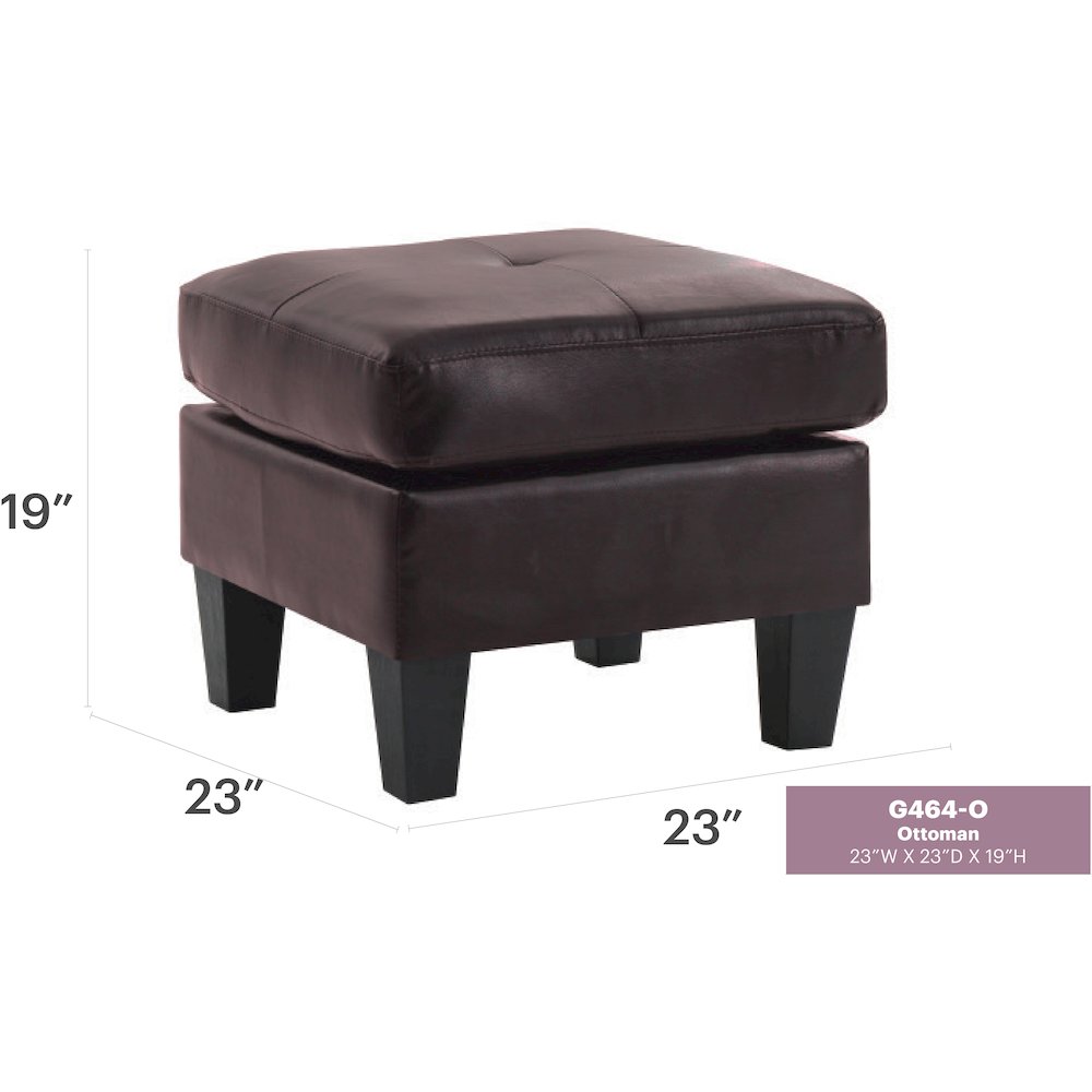 Glory Furniture Newbury Ottoman in Dark Brown Color. Picture 7