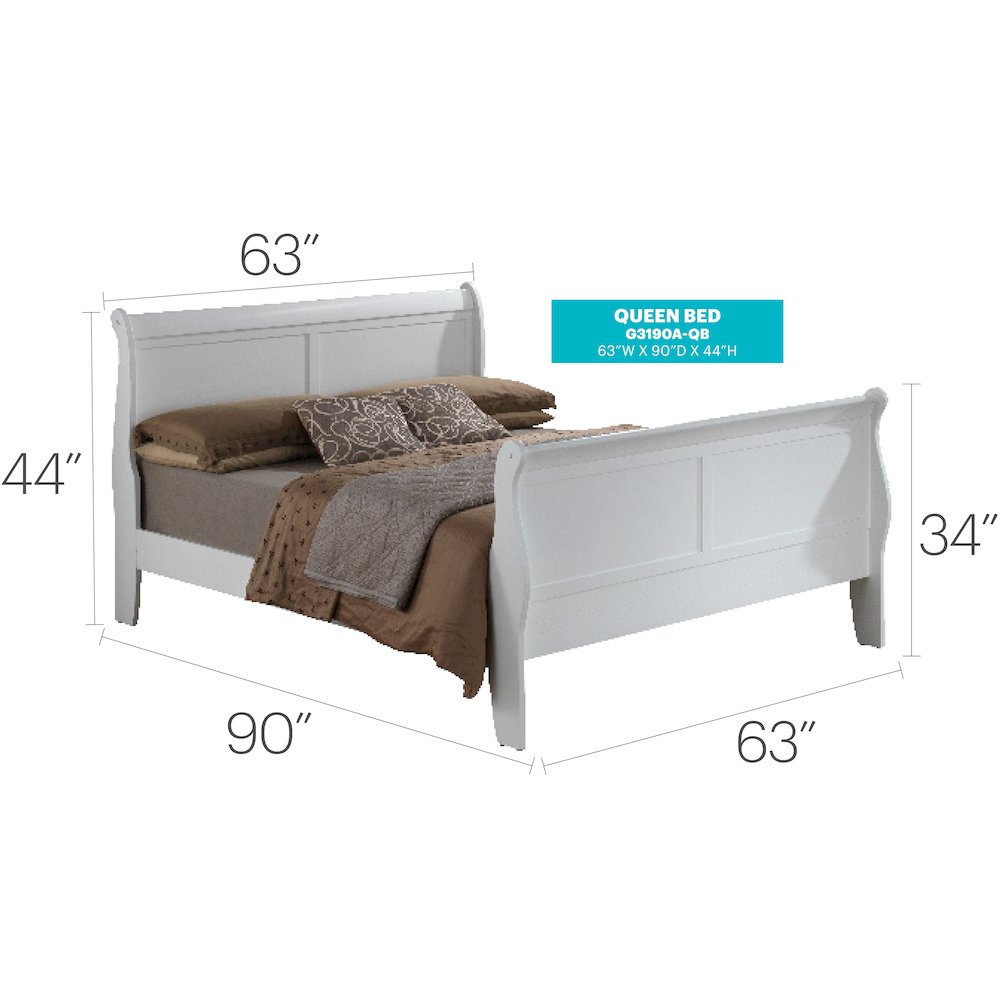 Glory Furniture Louis Phillipe Queen Bed in White Color. Picture 7