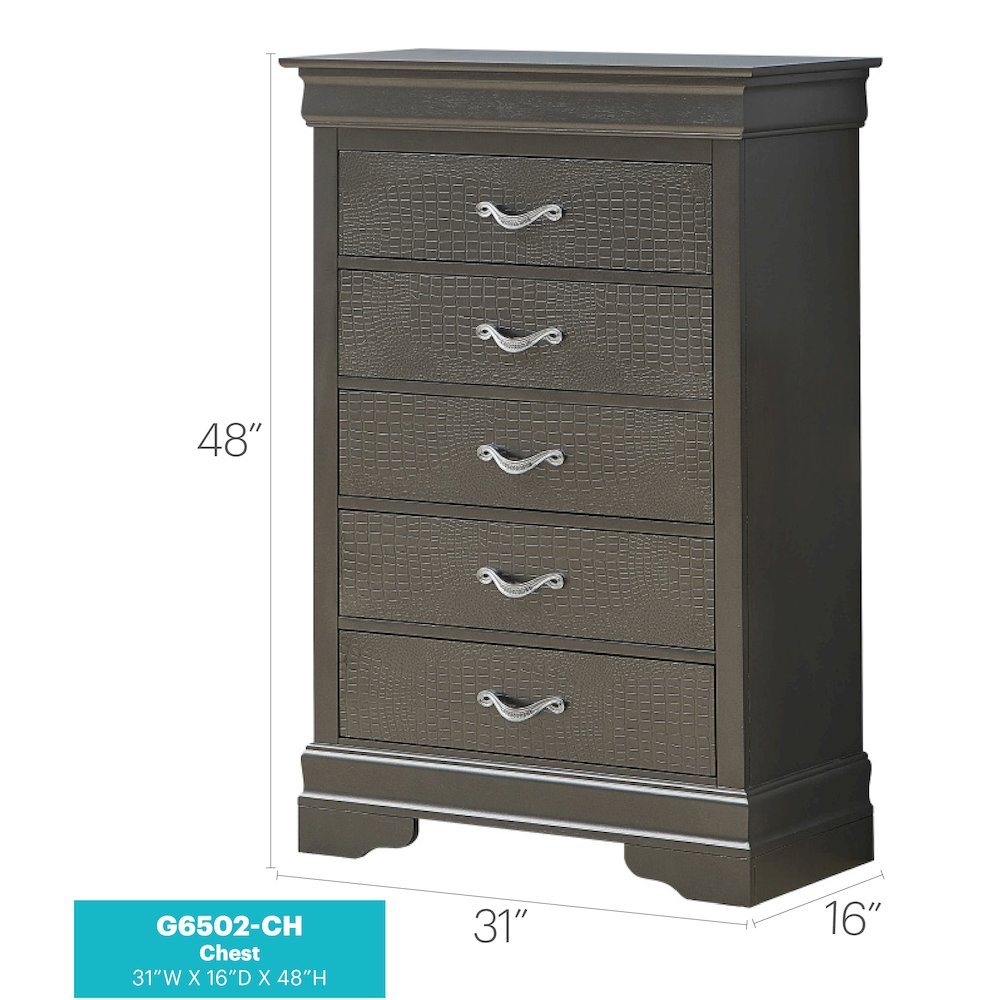 Glory Furniture Lorana Chest in Metalic Black Color. Picture 8