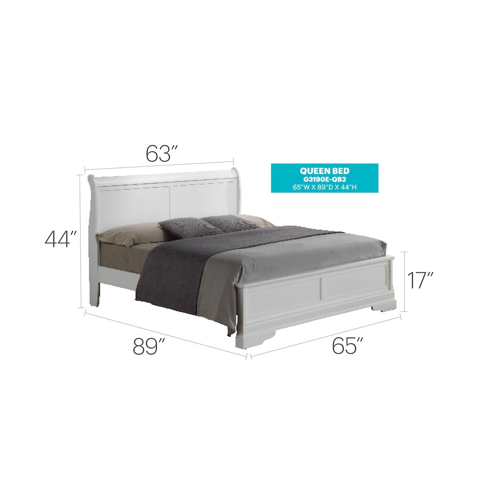 Glory Furniture Louis Phillipe Queen Bed in White Color. Picture 7