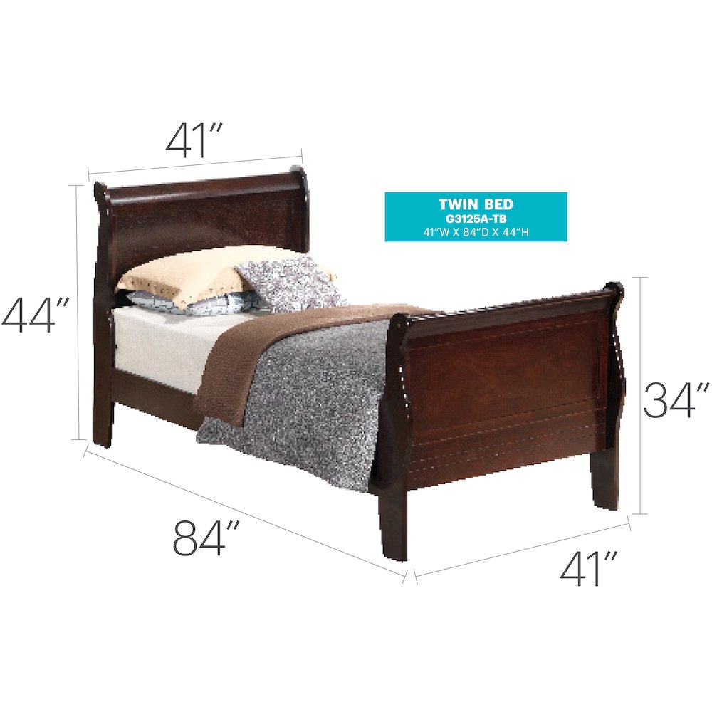Glory Furniture Louis Phillipe Twin Bed in Cappuccino Color. Picture 7