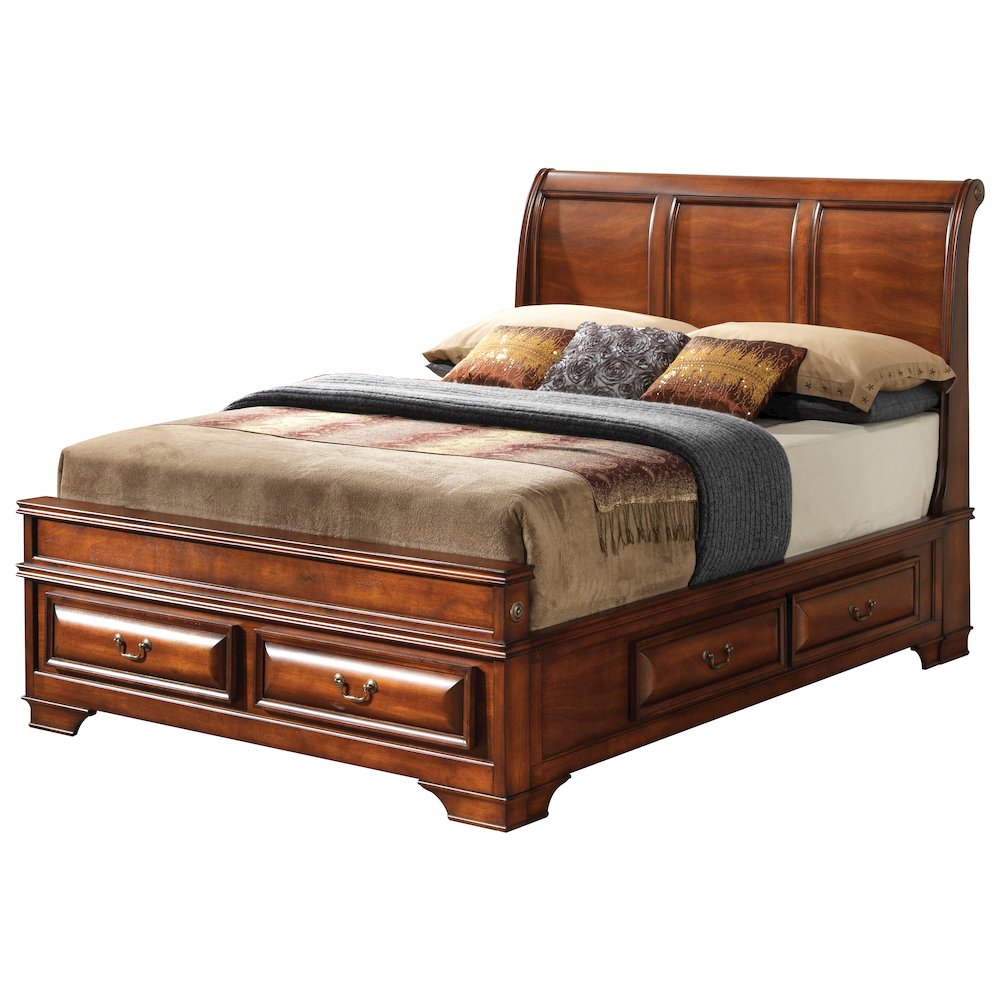 Glory Furniture LaVita King Storage Bed in Oak Color. Picture 1