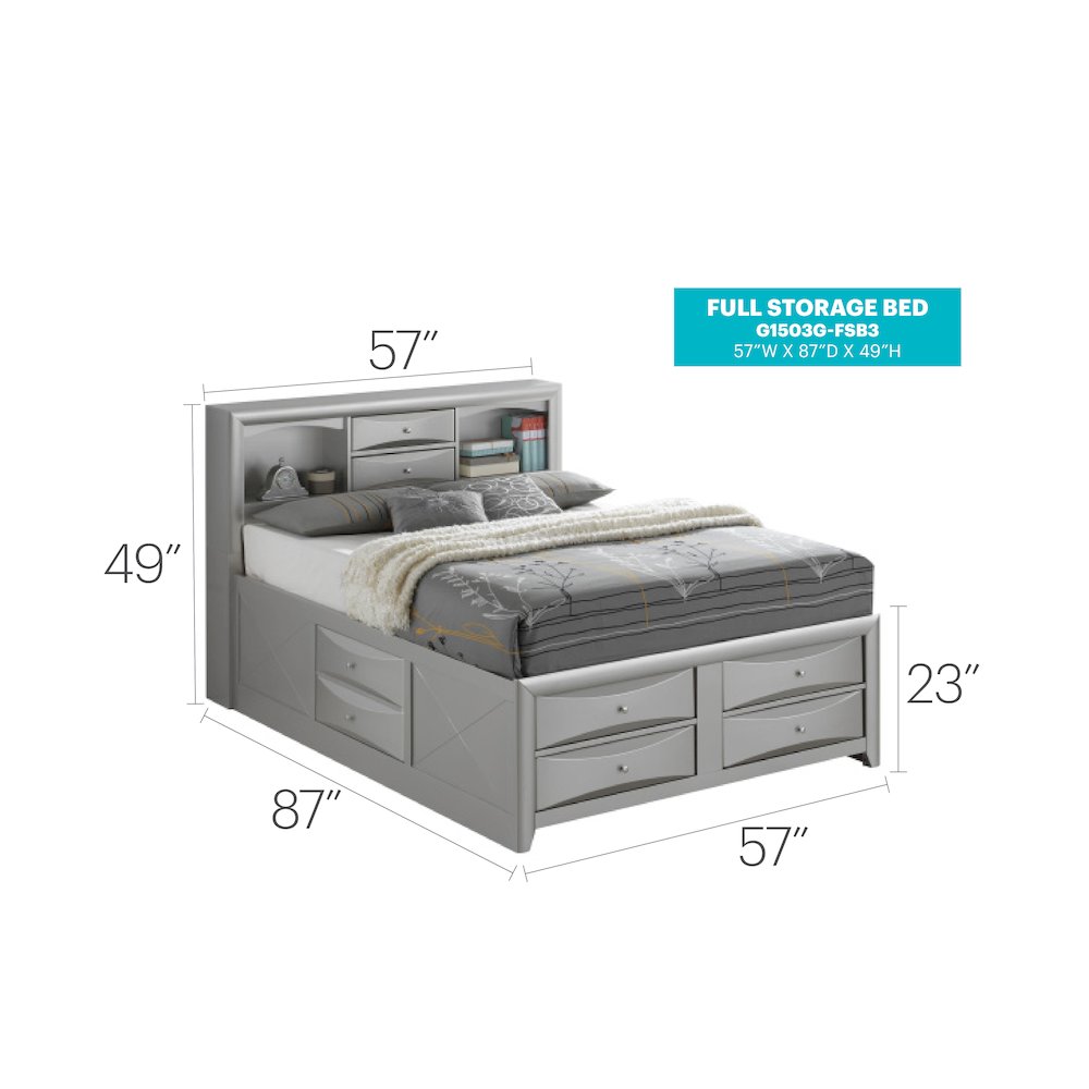 Glory Furniture Marilla Full Storage Bed in Champagne Color. Picture 4