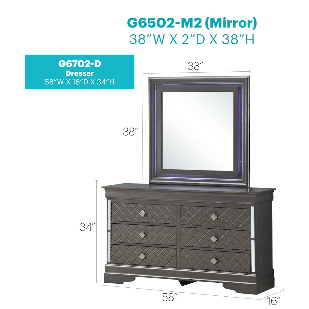 Glory Furniture Verona Dresser in Metalic Black Color. Picture 9