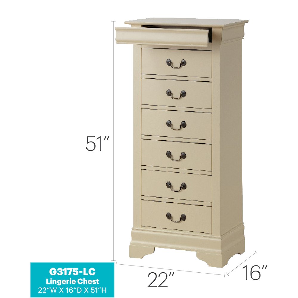 Glory Furniture Louis Phillipe   Lingerie Chest, Beige. Picture 8