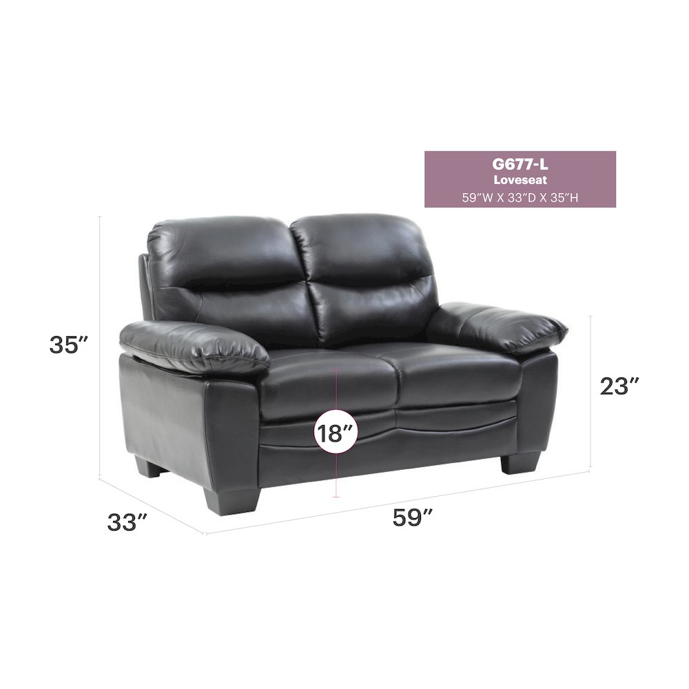 Glory Furniture Marta Loveseat in Black Color. Picture 7