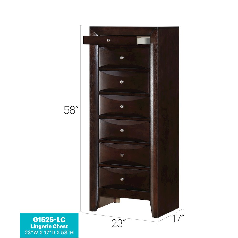 Glory Furniture Marilla Lingerie Chest in Cappuccino Color. Picture 8