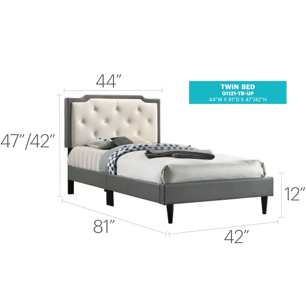 Glory Furniture Deb Twin Bed in Light Grey Color. Picture 8