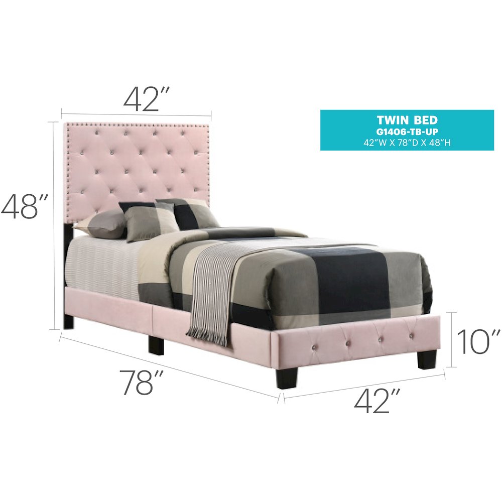 Glory Furniture Suffolk Twin Bed in Pink Color. Picture 7