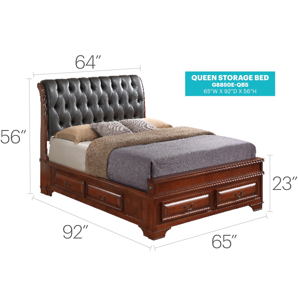 Glory Furniture LaVita Queen Storage Bed in Oak Color. Picture 7