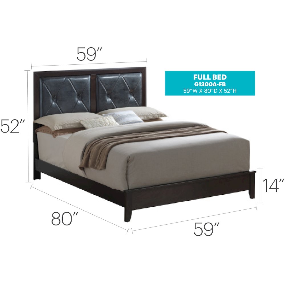 Glory Furniture Primo Full Bed in Espresso Color. Picture 3