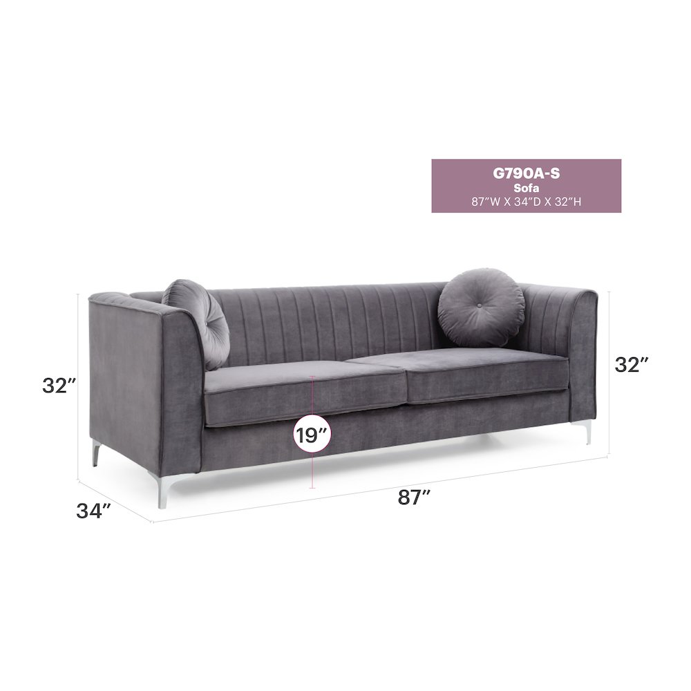 Glory Furniture Delray Sofa in Gray Color. Picture 7