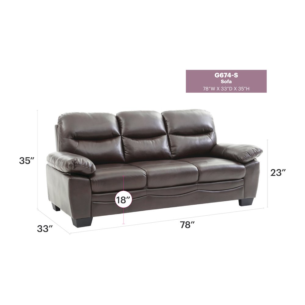 Glory Furniture Marta Sofa in Dark Brown Color. Picture 7