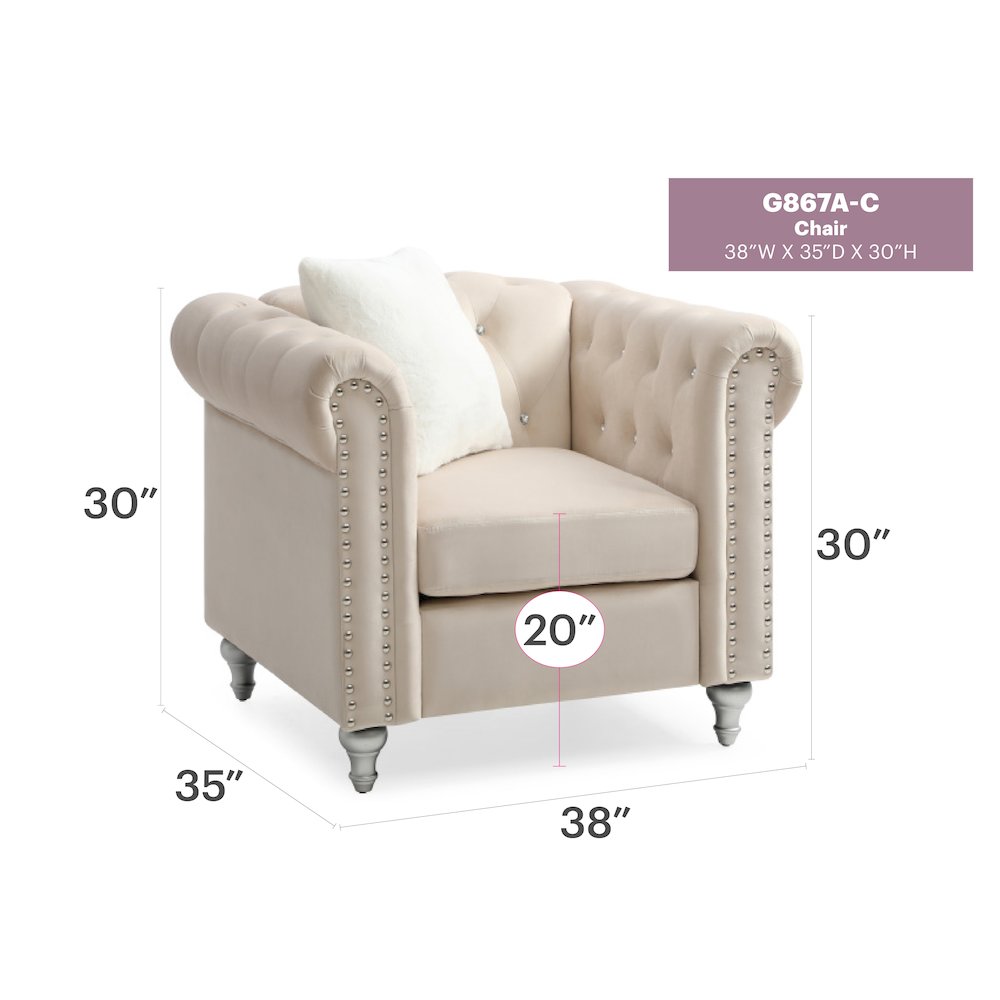 Glory Furniture Raisa Accent Chair in Beige Color. Picture 6