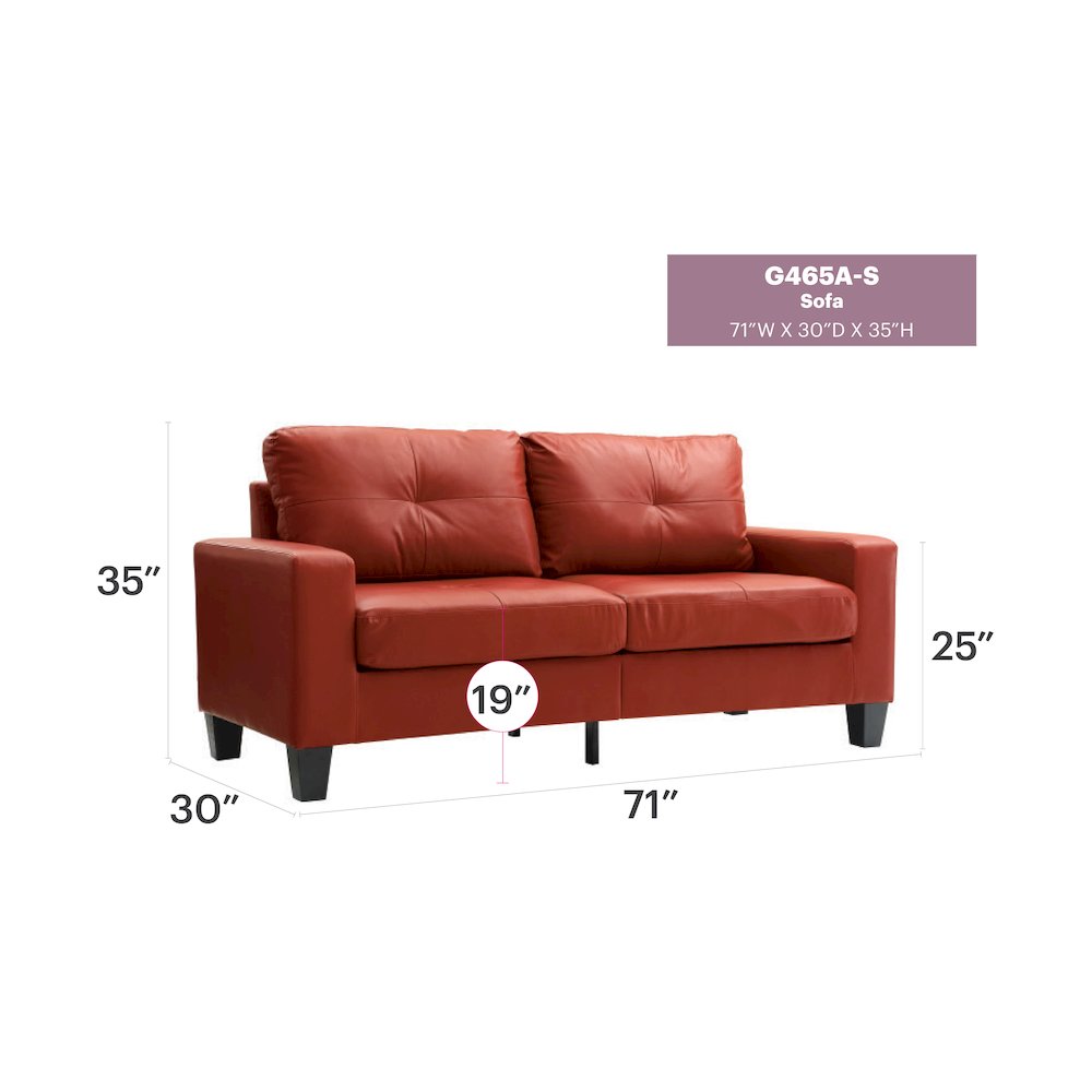 Glory Furniture Newbury Sofa in Red Color. Picture 7