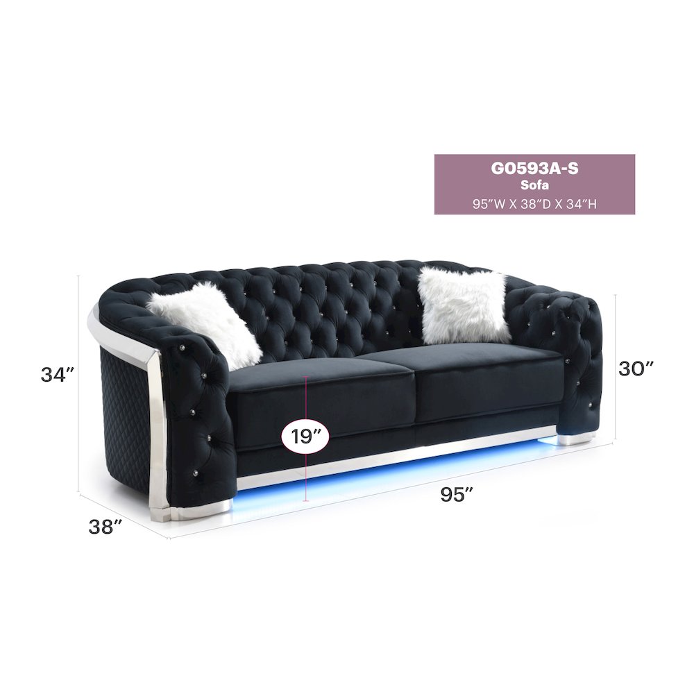 Glory Furniture Sapphire Sofa in Black Color. Picture 10