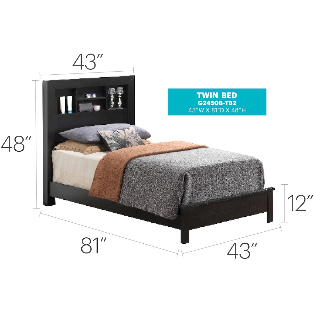 Glory Furniture Burlington Twin Bed in Black Color. Picture 7