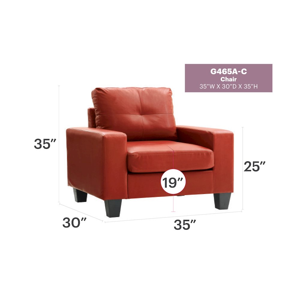 Glory Furniture Newbury Accent Chair in Red Color. Picture 7